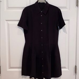 Equipment Black Silk Buttondown Short Sleeve Dress